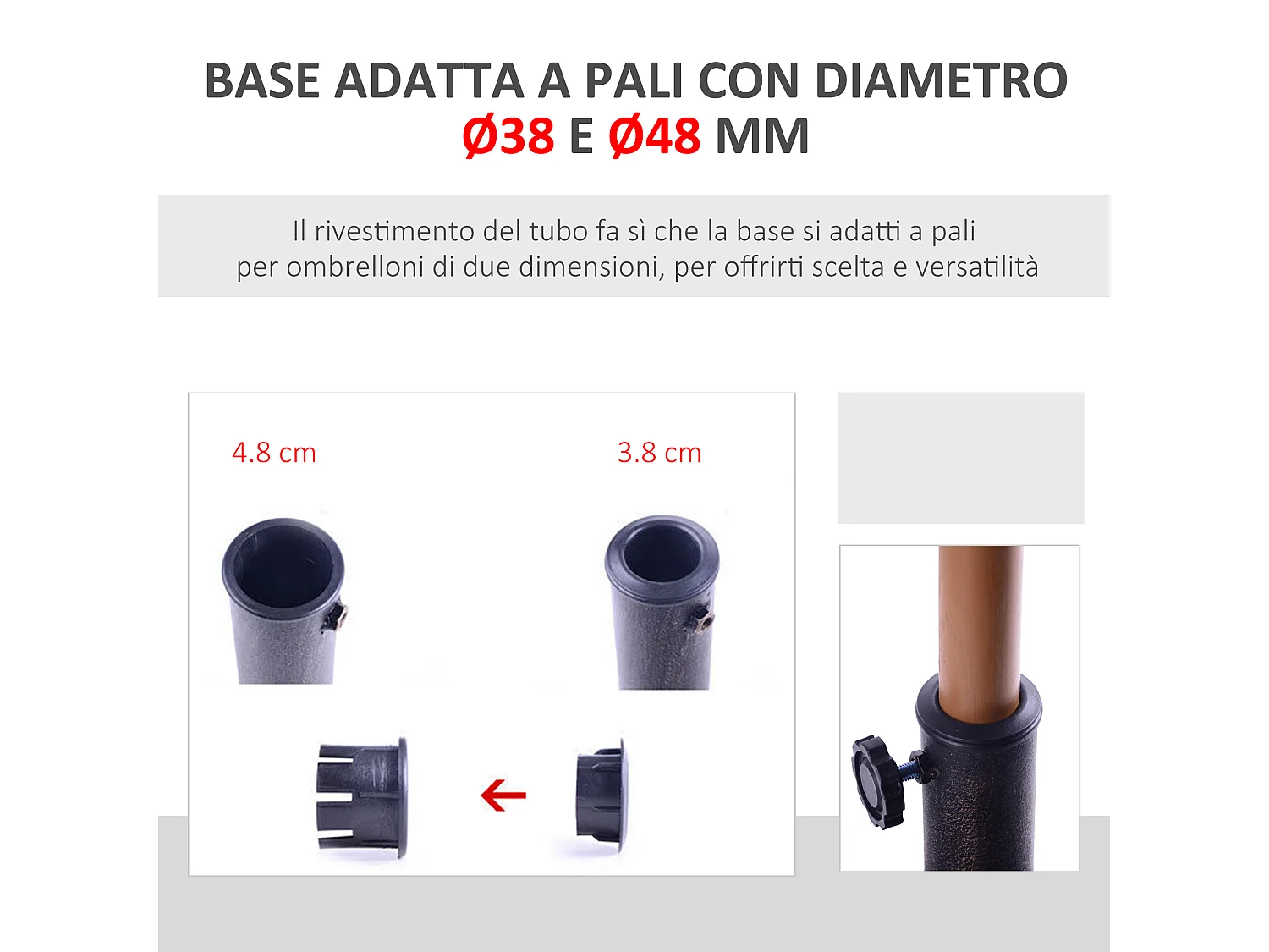 Base per ombrellone rotonda Ø45cm in resina e acciaio colore bronzo