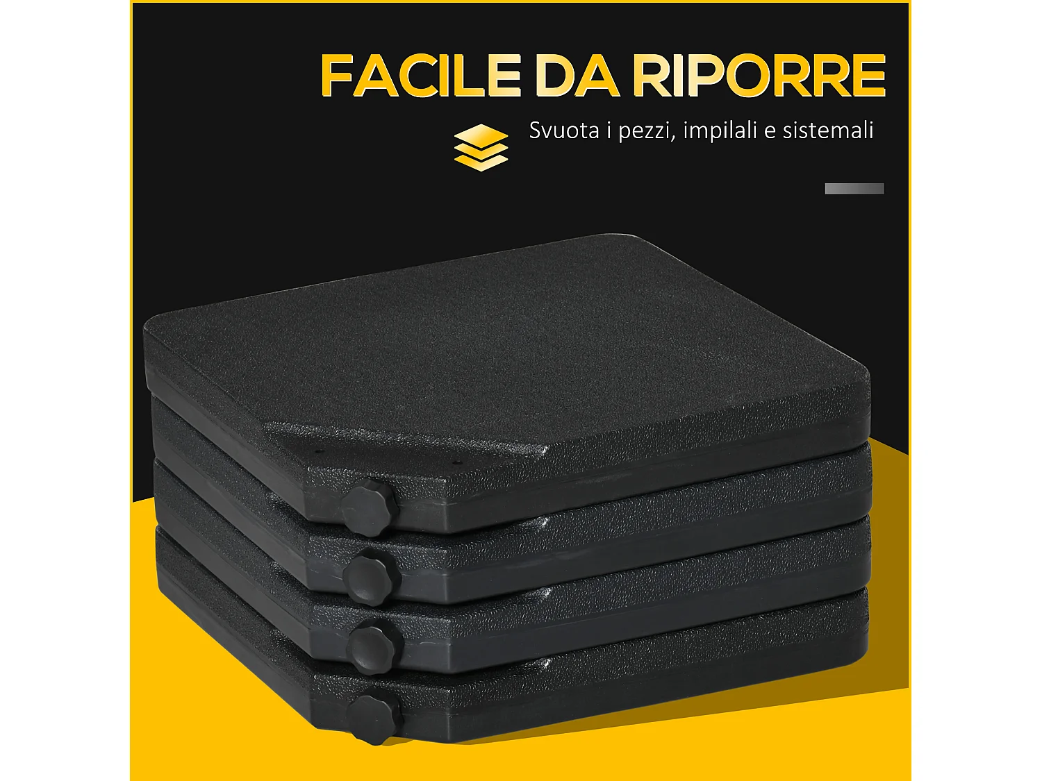 Base per ombrellone da 4 pezzi riempibile con acqua o sabbia nero