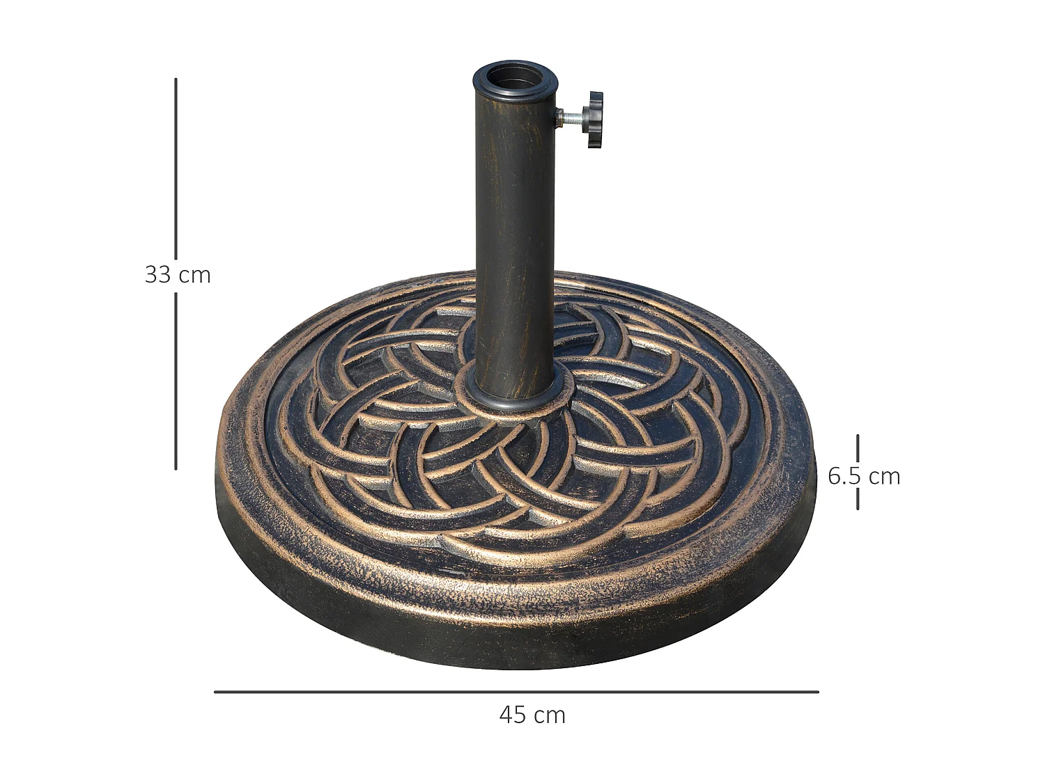 Base per ombrellone ø45cm da 12kg per pali da 38mm e 48mm