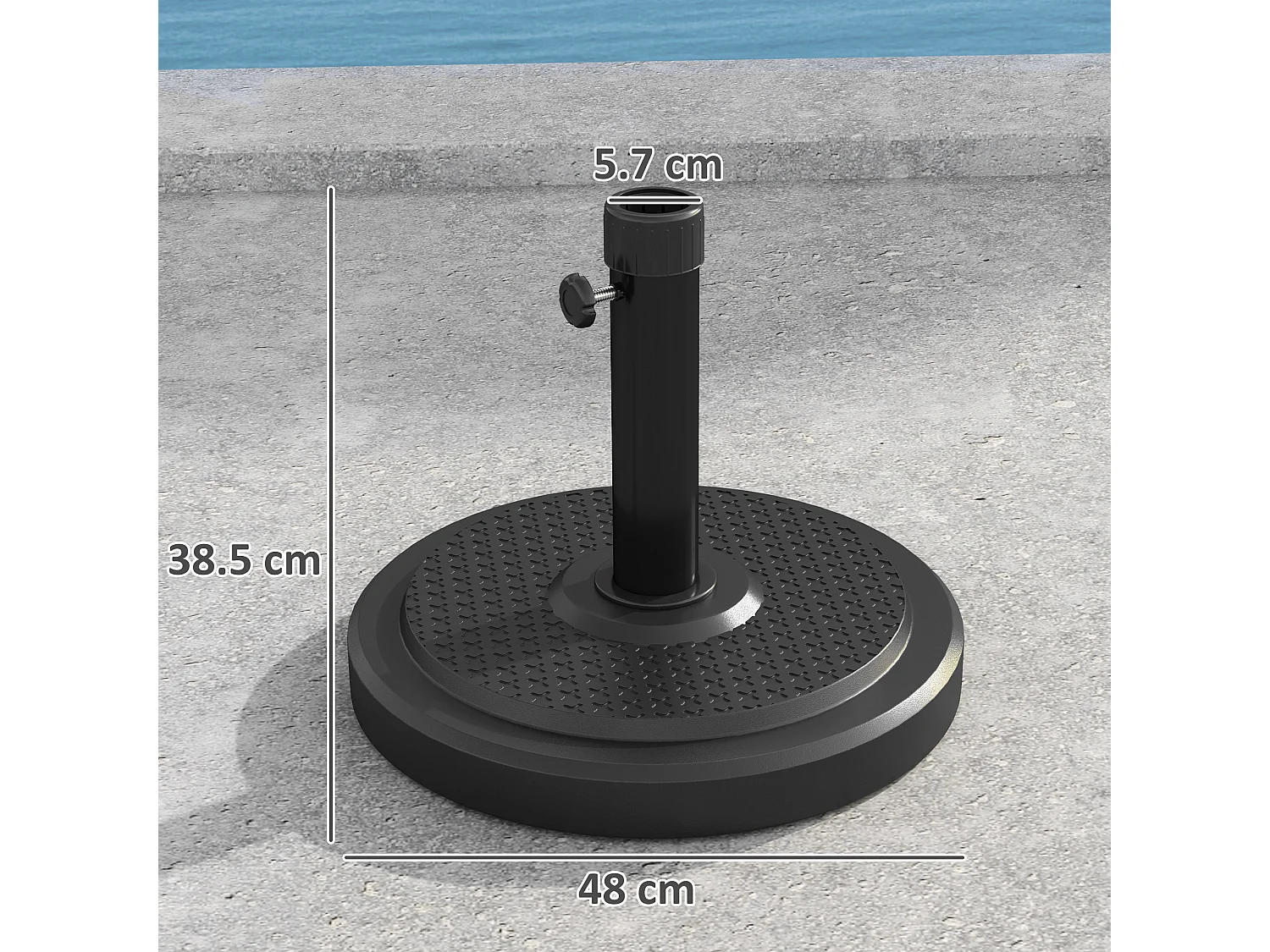 Base per ombrellone rotonda da 22kg per pali da 38-48mm nero