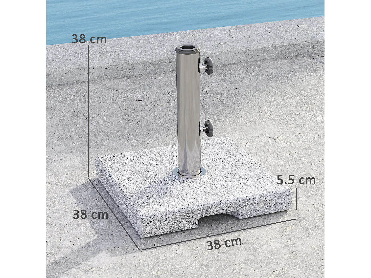 Base per ombrellone quadrata da 21 kg in granito grigio