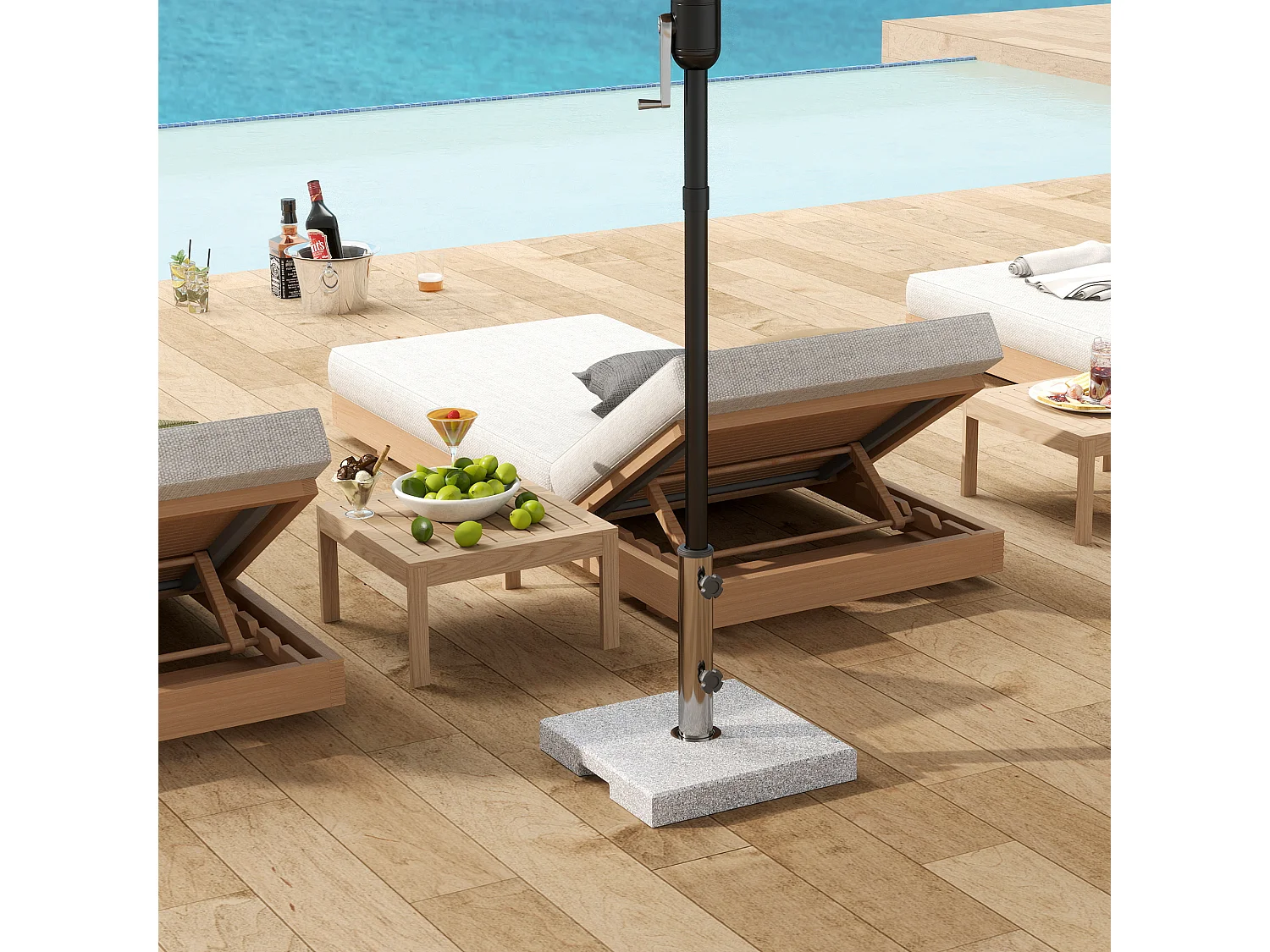 Base per ombrellone quadrata da 21 kg in granito grigio