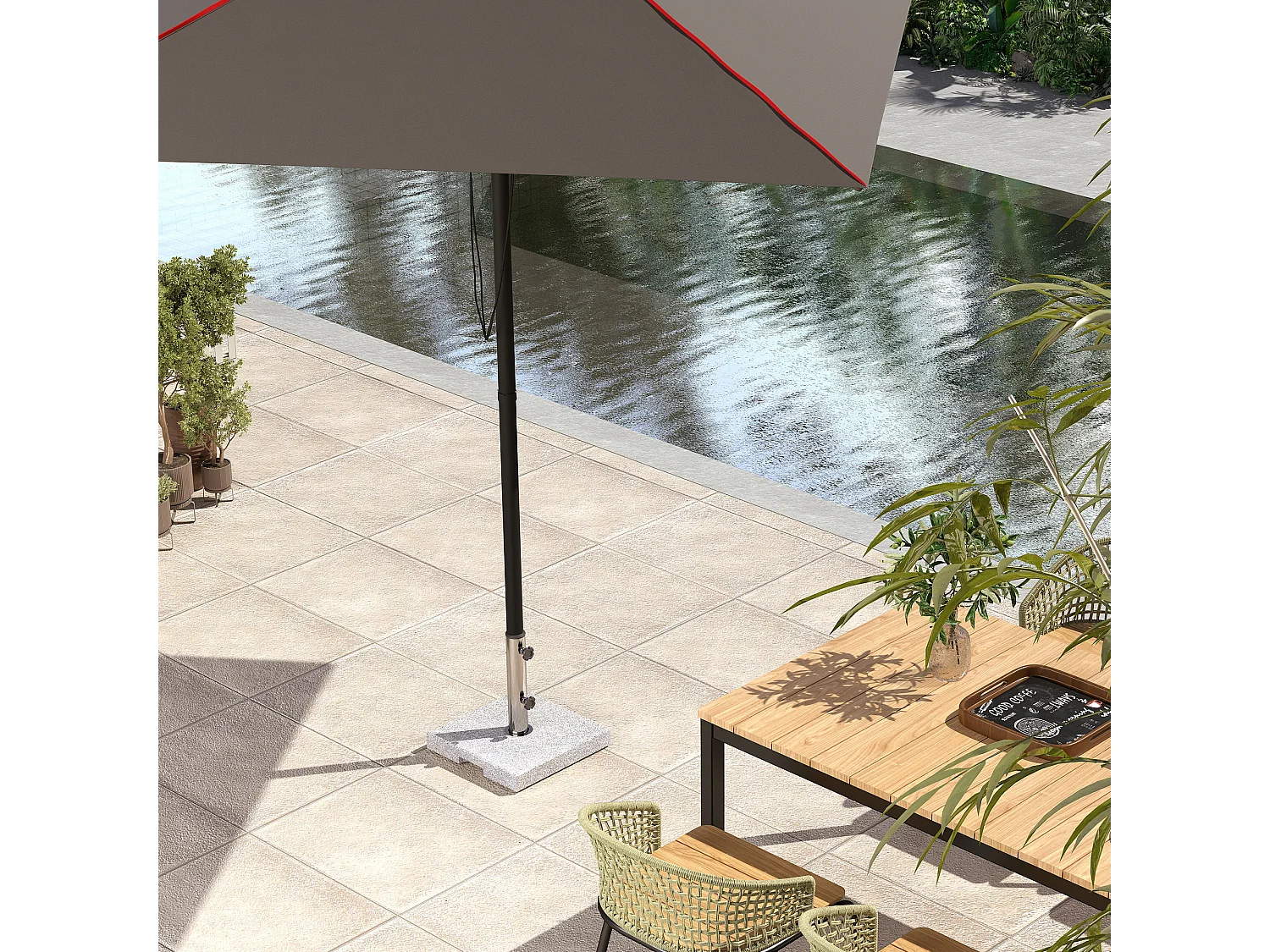 Base per ombrellone quadrata da 21 kg in granito grigio