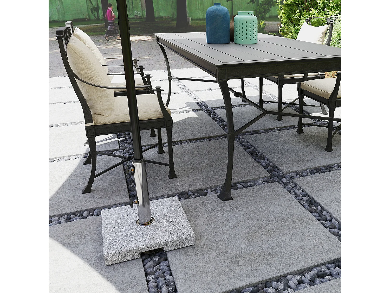 Base per ombrellone quadrata da 21 kg in granito grigio