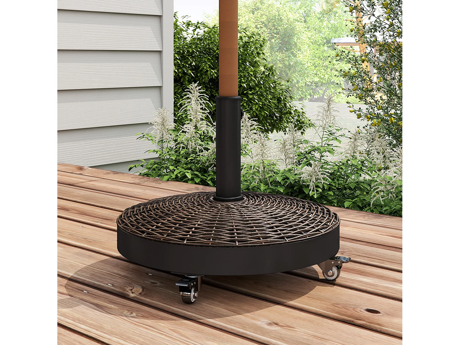 Base per ombrellone da giardino rotonda in acciaio resina bronzo nero