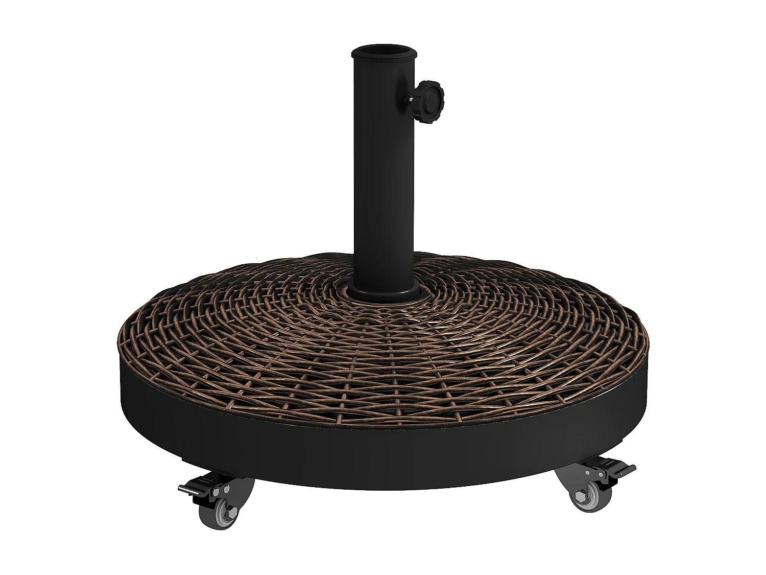 Base per ombrellone da giardino rotonda in acciaio resina bronzo nero