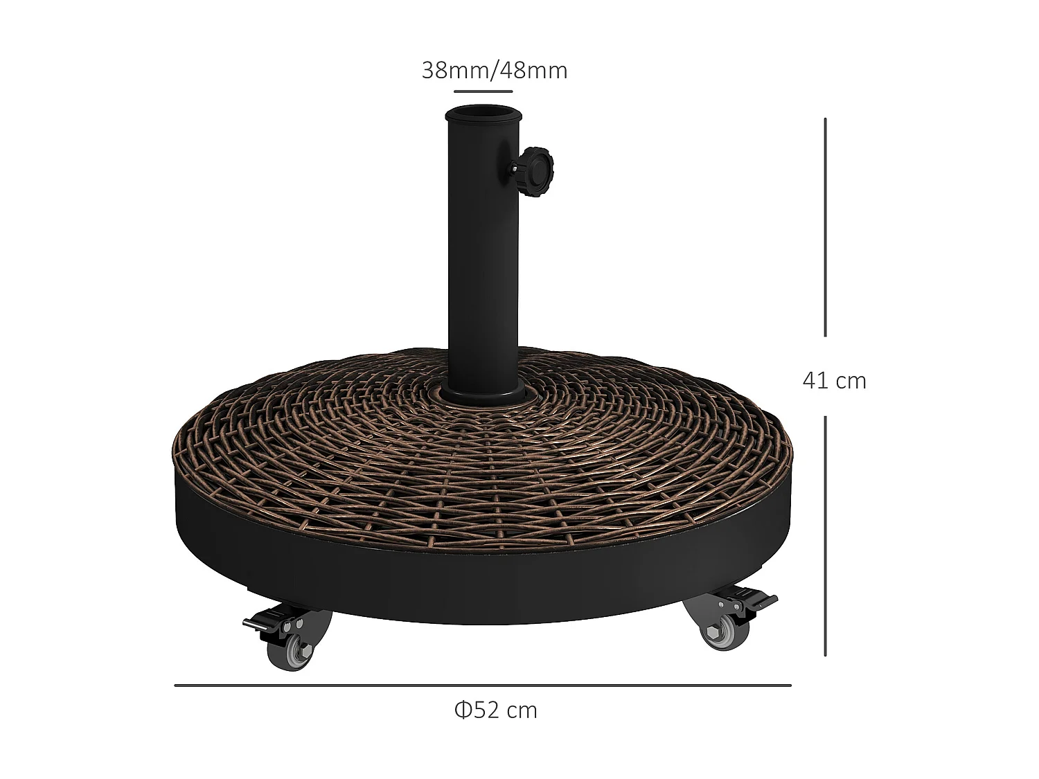Base per ombrellone da giardino rotonda in acciaio resina bronzo nero