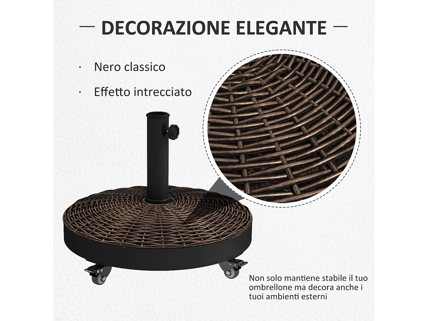 Base per ombrellone da giardino rotonda in acciaio resina bronzo nero
