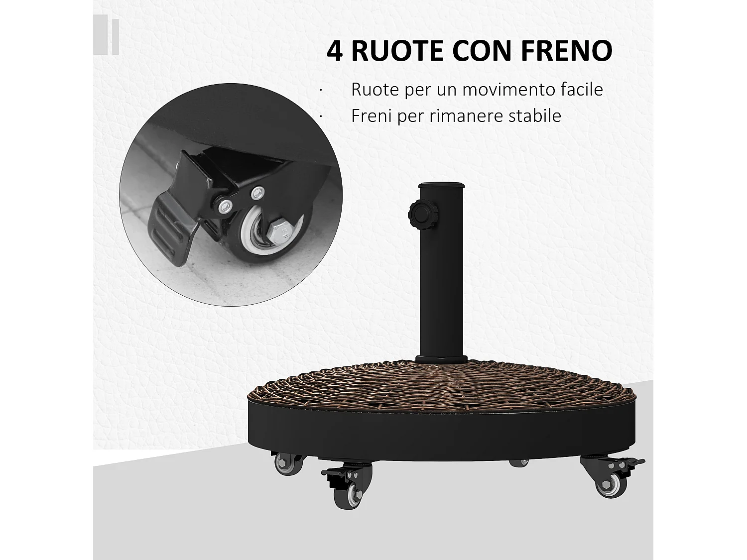 Base per ombrellone da giardino rotonda in acciaio resina bronzo nero