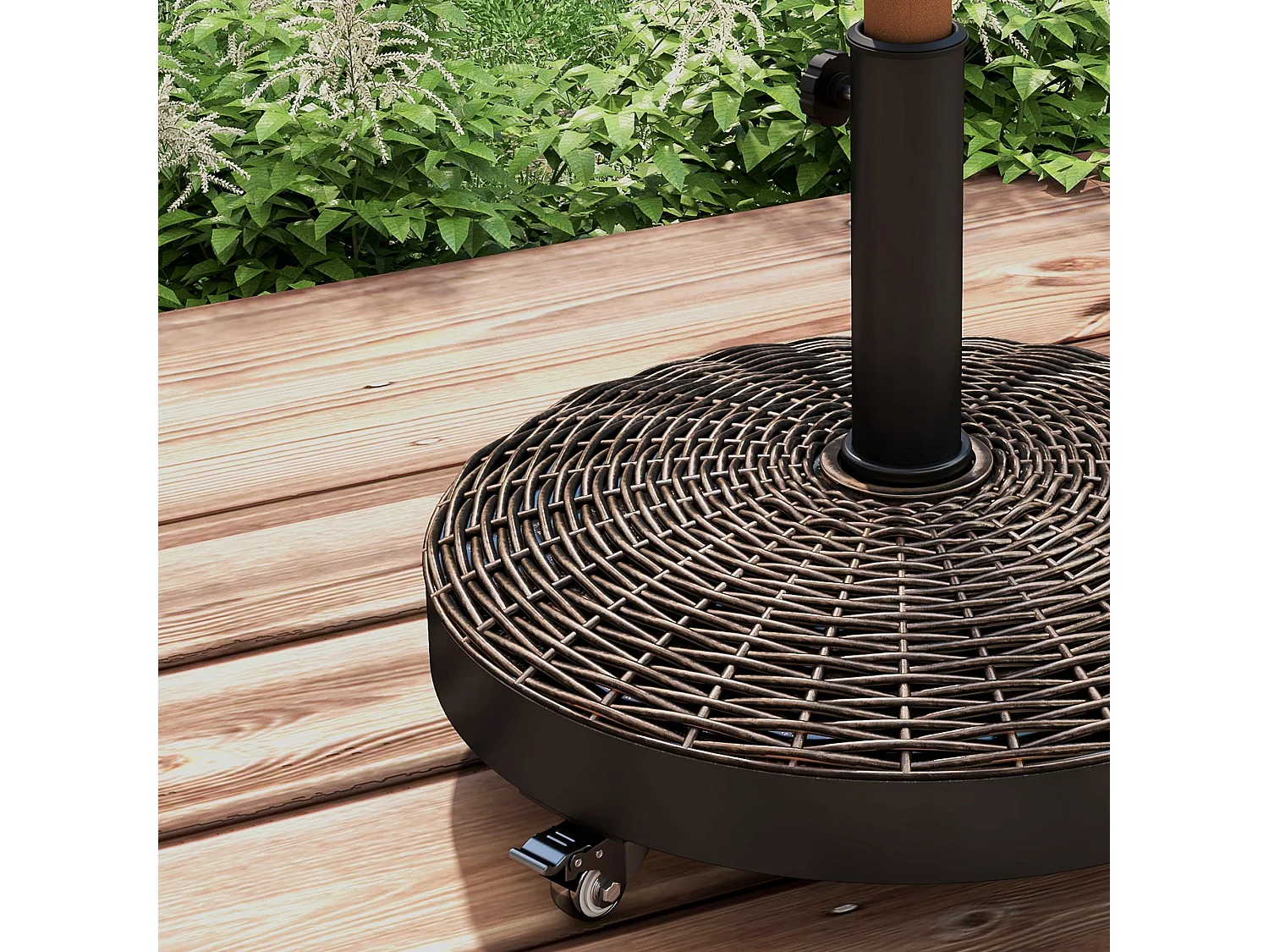 Base per ombrellone da giardino rotonda in acciaio resina bronzo nero