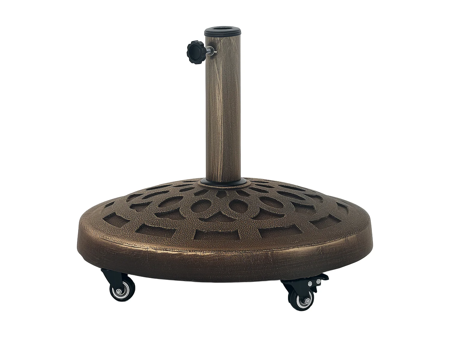 Base per ombrellone da 21 kg rotonda con ruote in resina bronzo