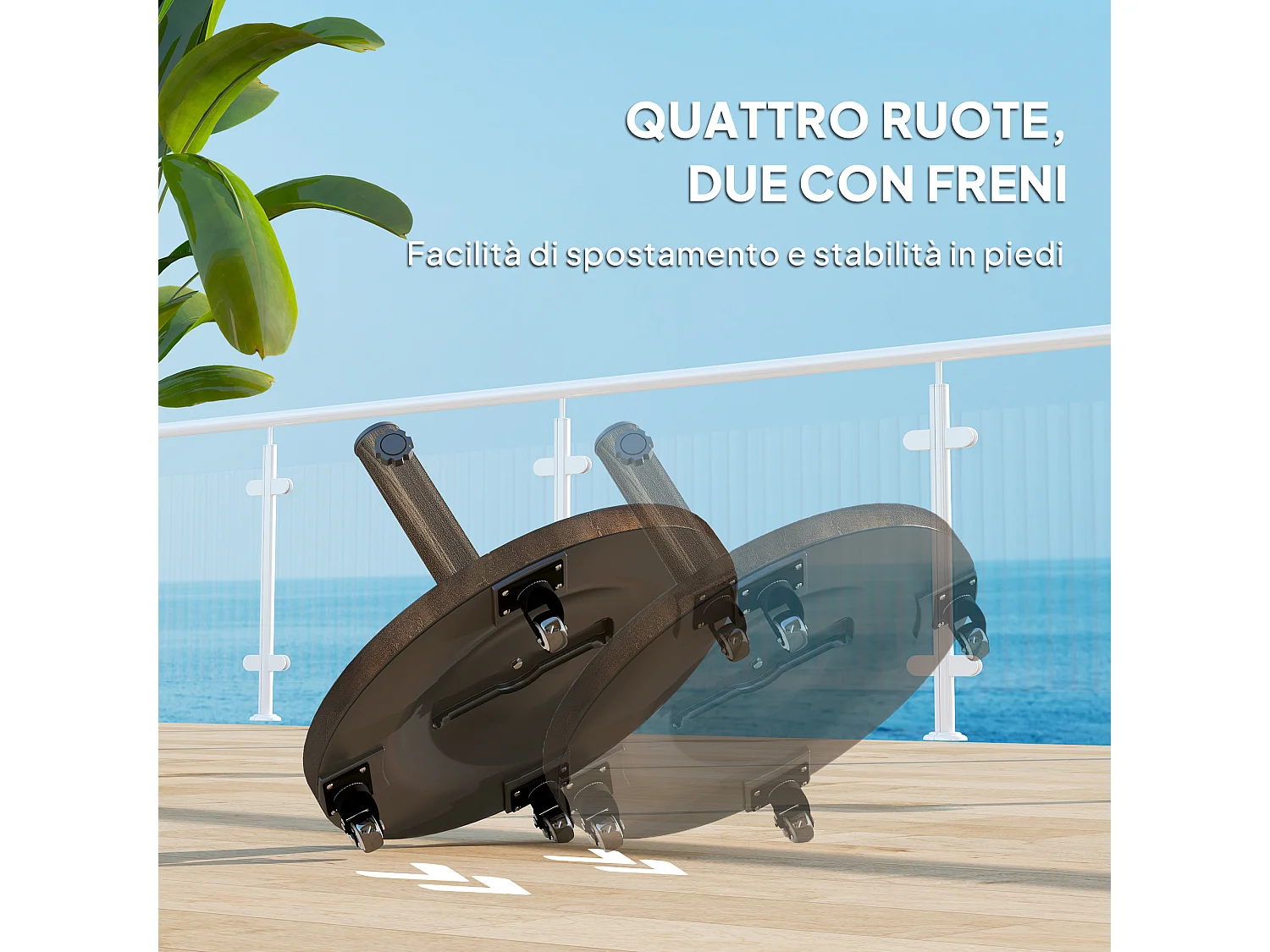 Base per ombrellone da 21 kg rotonda con ruote in resina bronzo