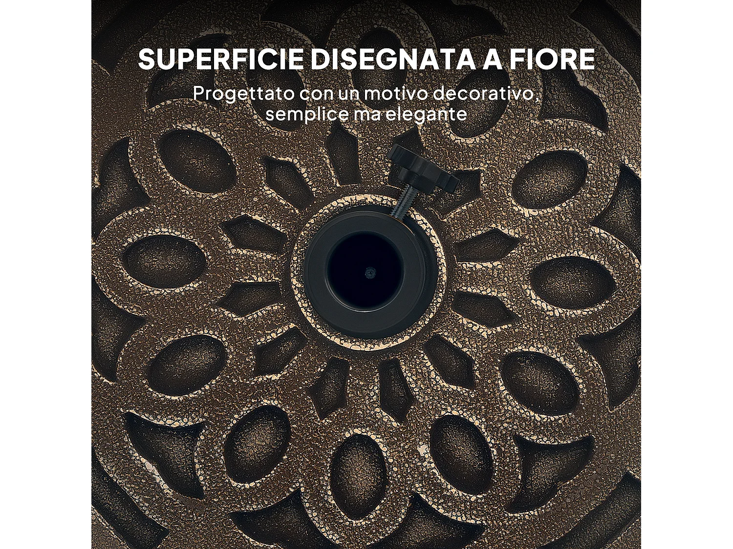 Base per ombrellone da 21 kg rotonda con ruote in resina bronzo