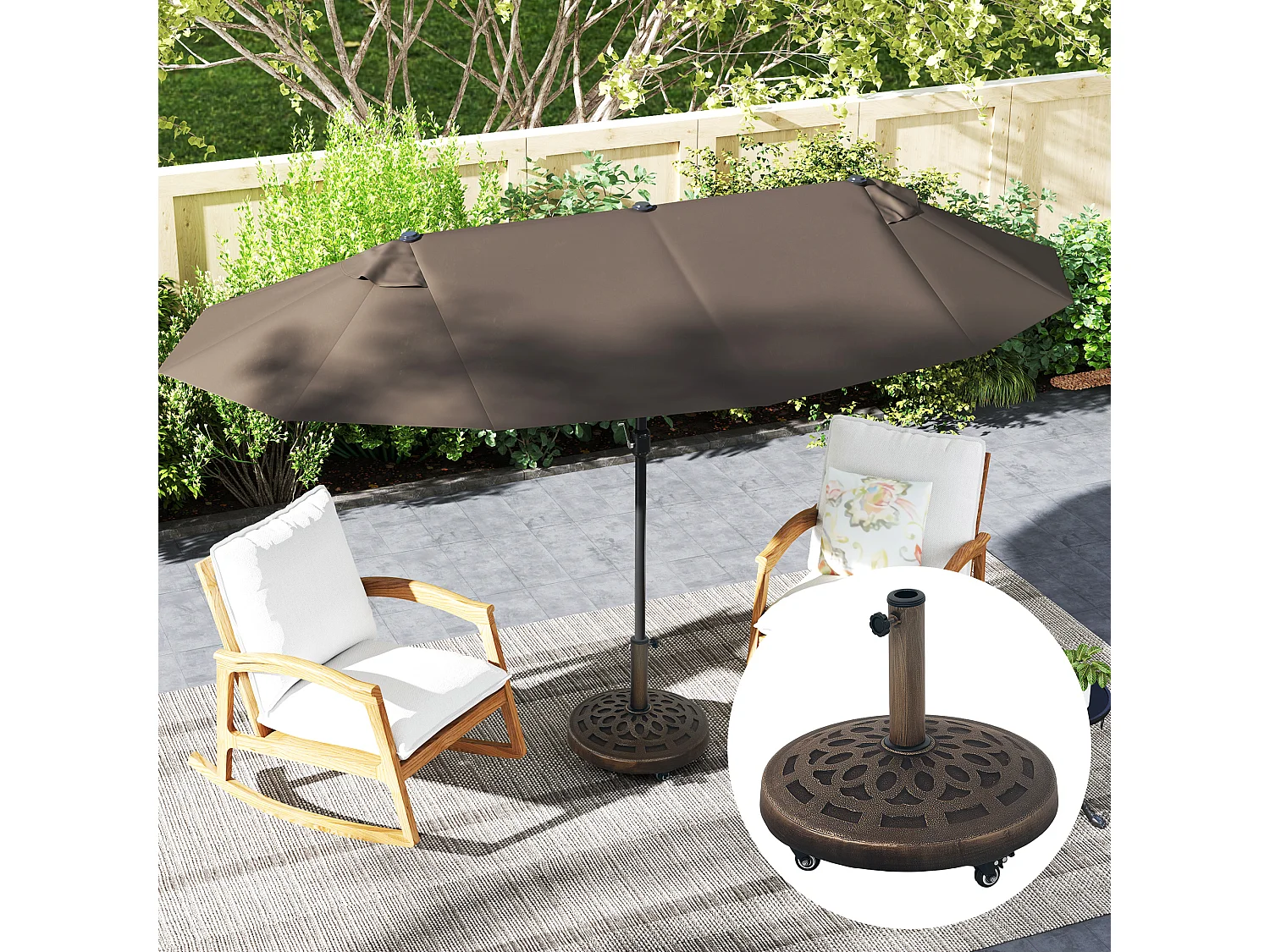 Base per ombrellone da 21 kg rotonda con ruote in resina bronzo