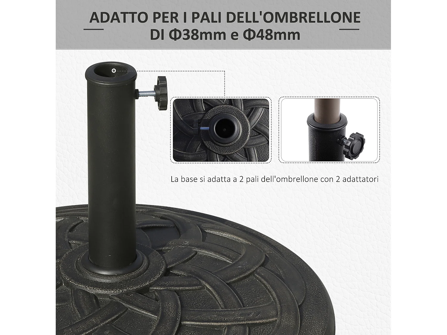 Base ombrellone in resina 19kg ø54.5cm per giardino