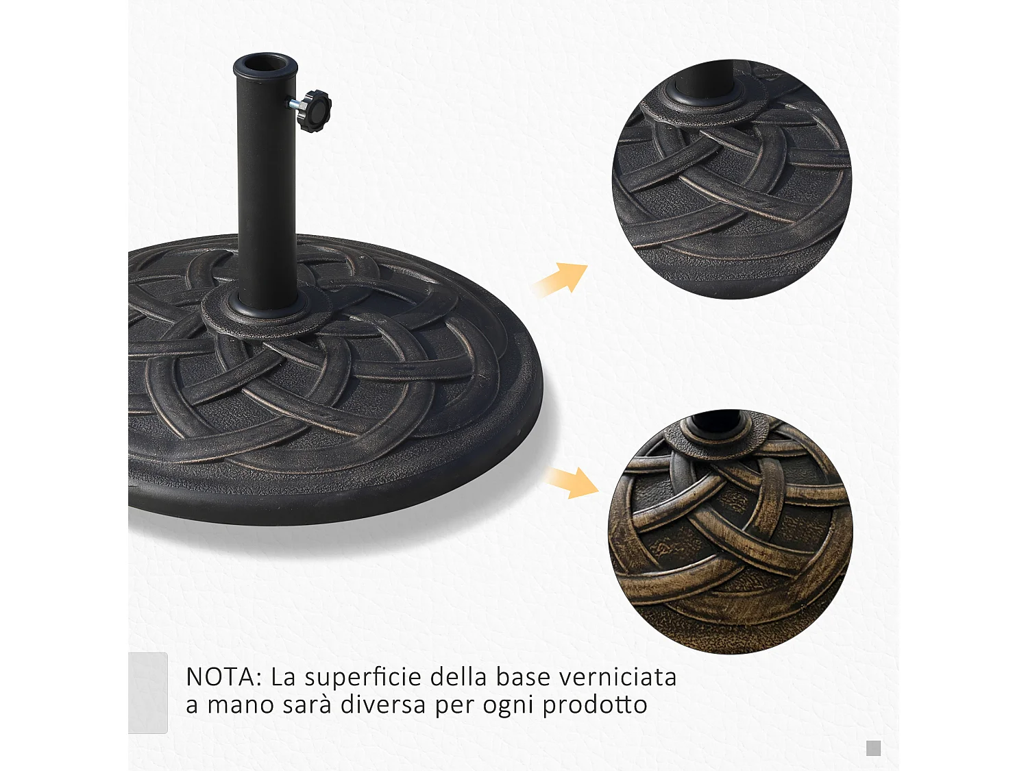 Base ombrellone in resina 19kg ø54.5cm per giardino