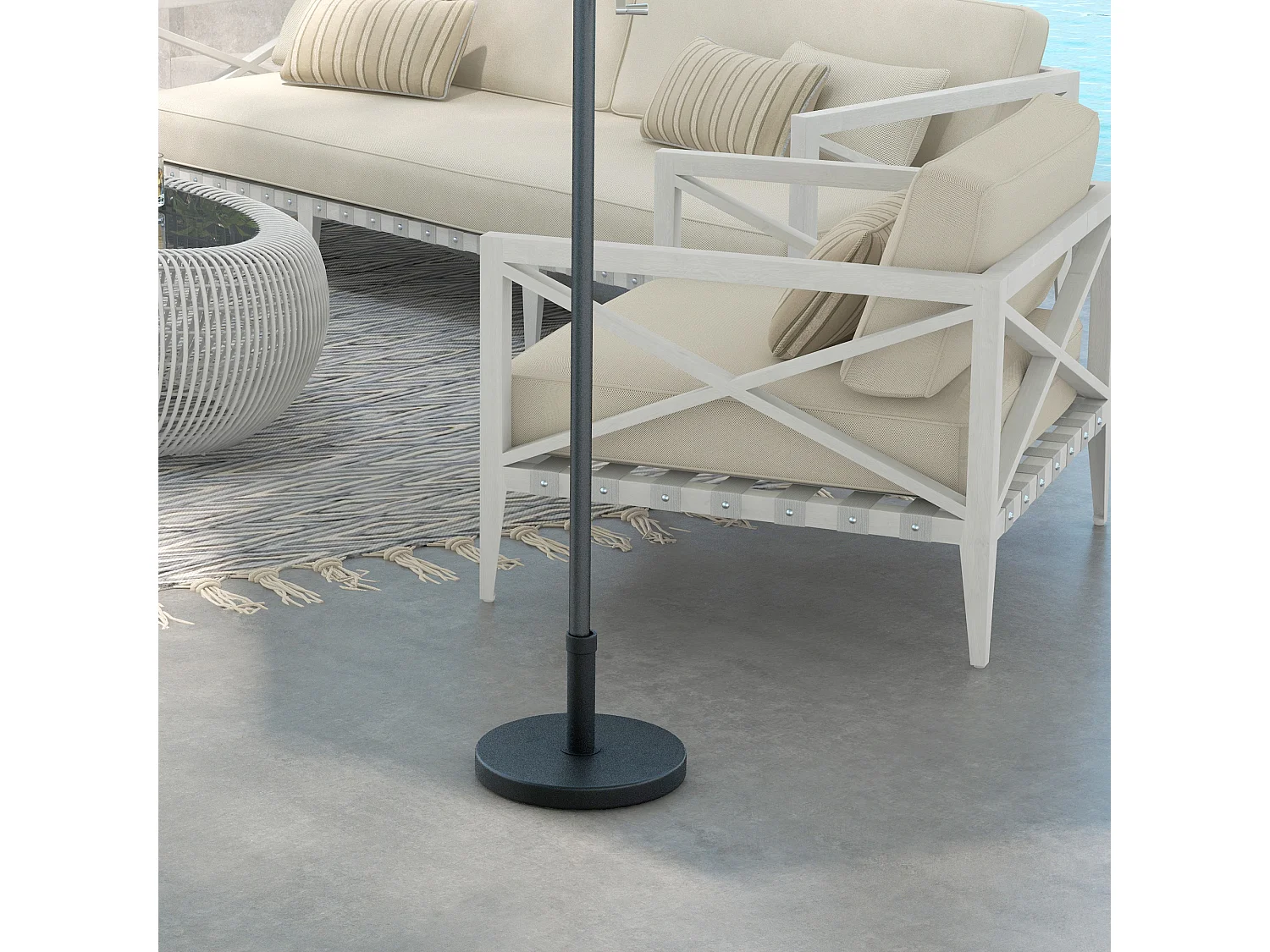 Base per ombrellone da 15kg rotonda in plastica e cemento nero