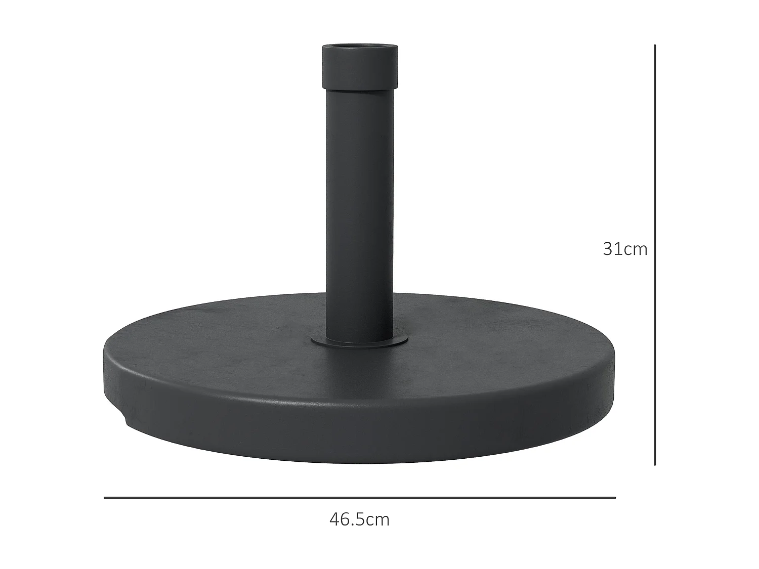 Base per ombrellone da 15kg rotonda in plastica e cemento nero