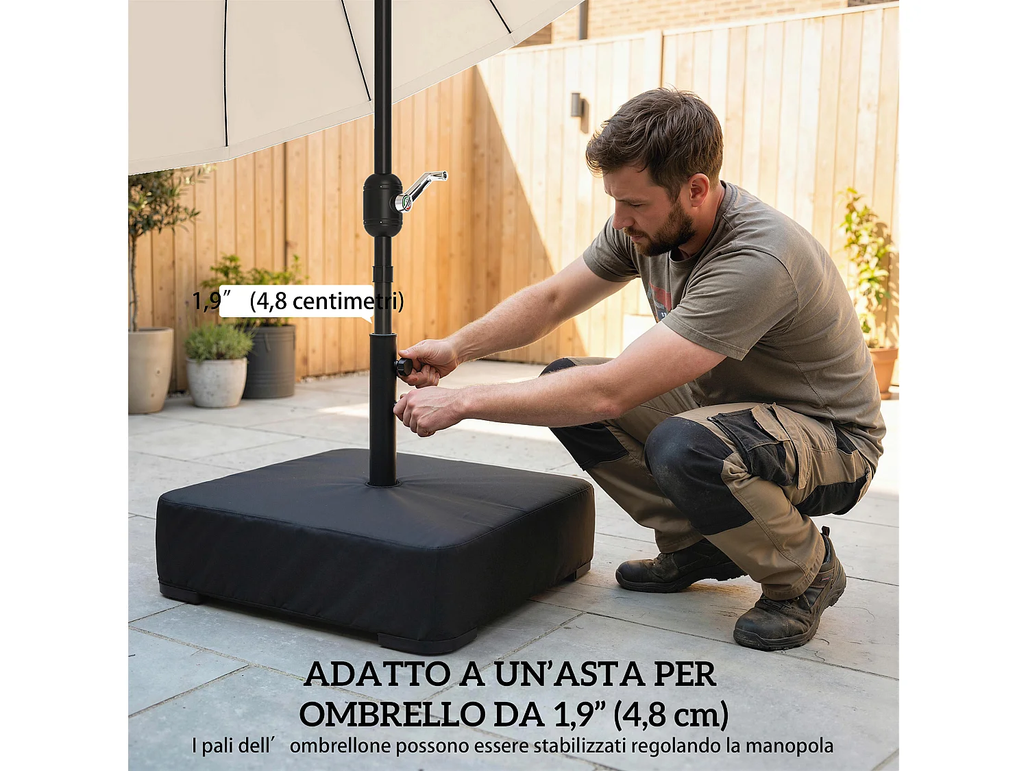 Base per ombrellone riempibile con sabbia nero