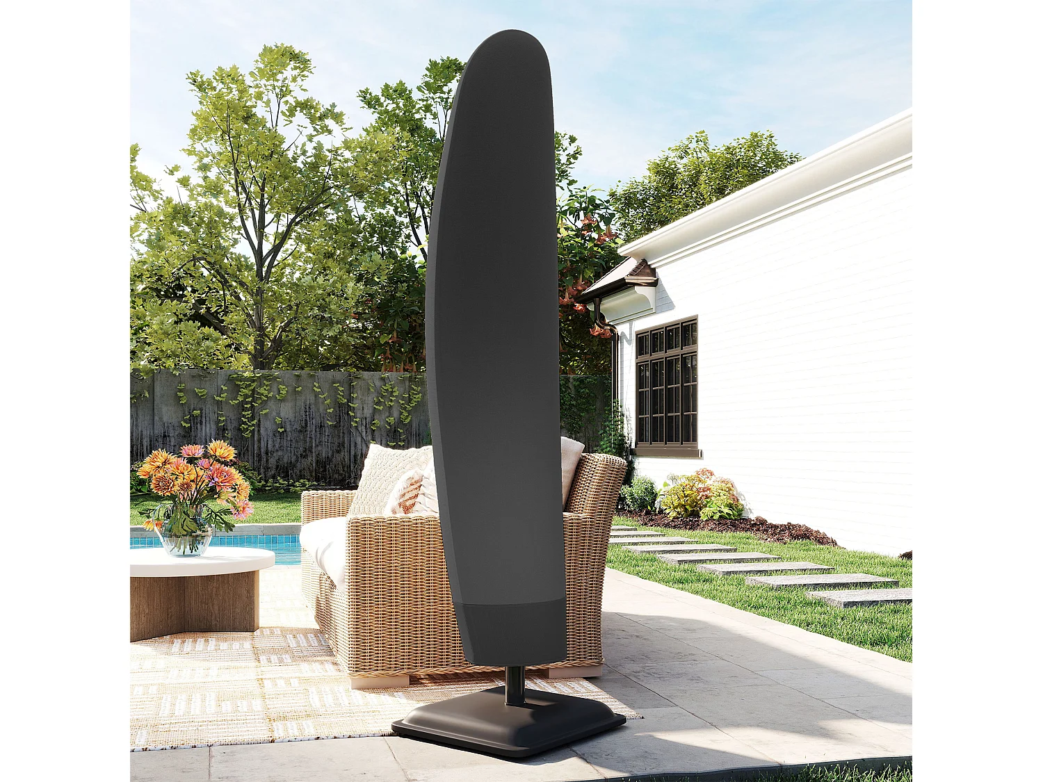 Copertura per ombrellone 3x3m impermeabile con cerniera nero