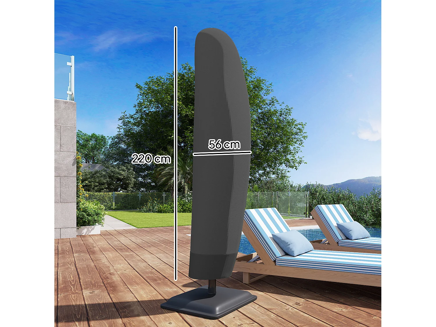 Copertura per ombrellone 3x3m impermeabile con cerniera nero
