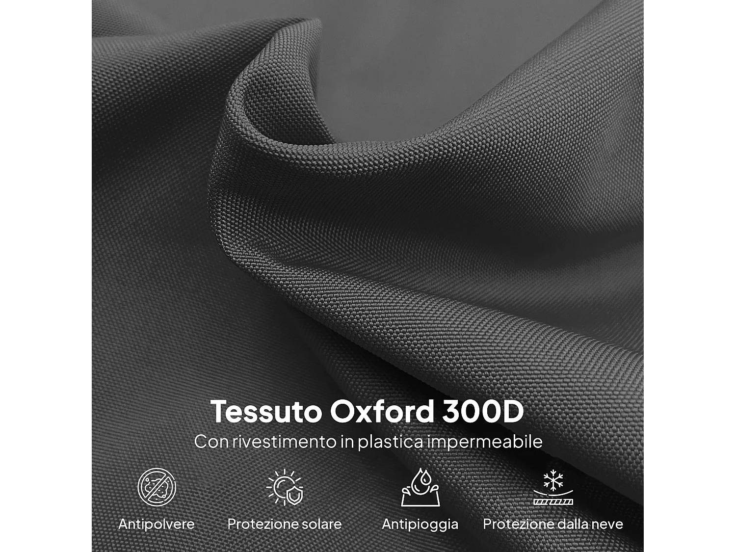 Copertura per ombrellone 3x3m impermeabile con cerniera nero