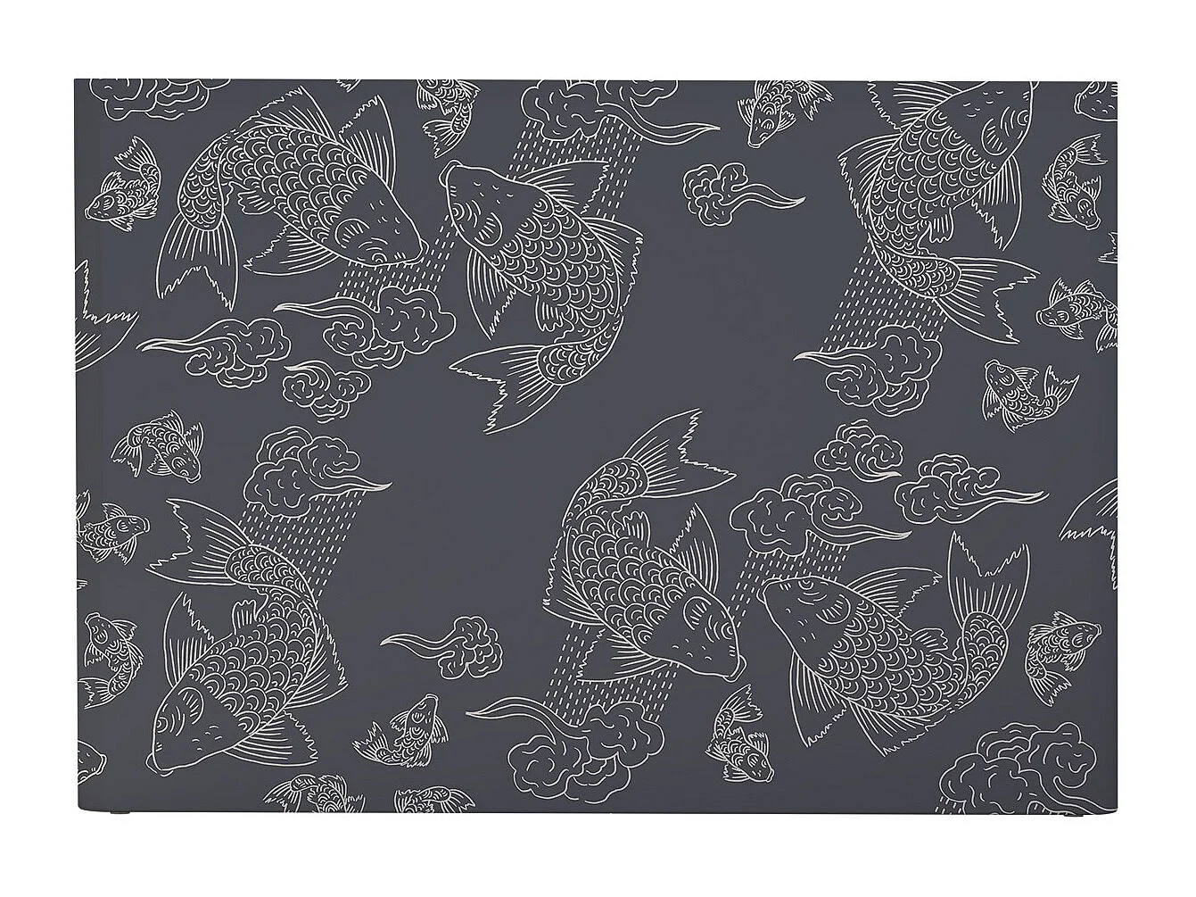 BELLECOUR LITERIE | Tête de lit déhoussable BANC DE POISSONS 140x110 cm | Coloris Gris