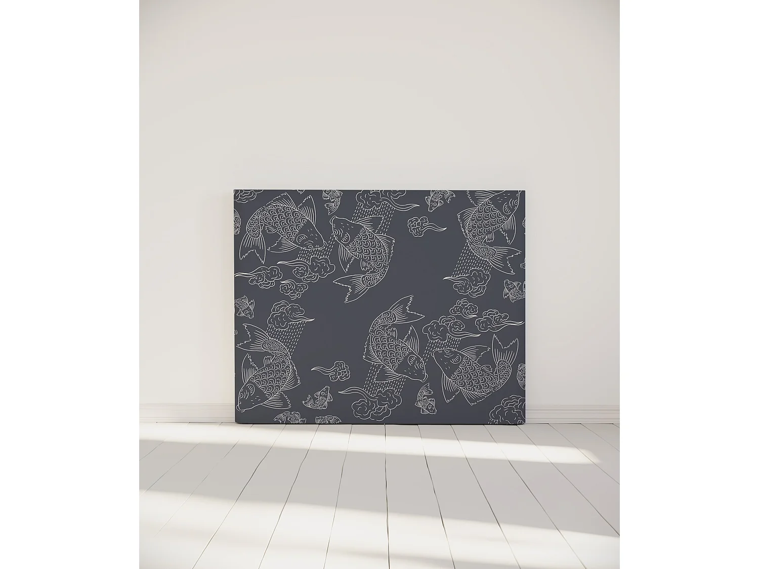 BELLECOUR LITERIE | Tête de lit déhoussable BANC DE POISSONS 140x110 cm | Coloris Gris