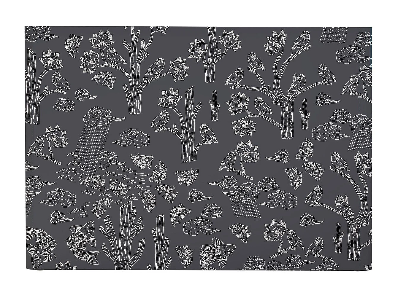 BELLECOUR LITERIE | Tête de lit déhoussable MESANGES BLEUES 160x110 cm | Coloris Gris