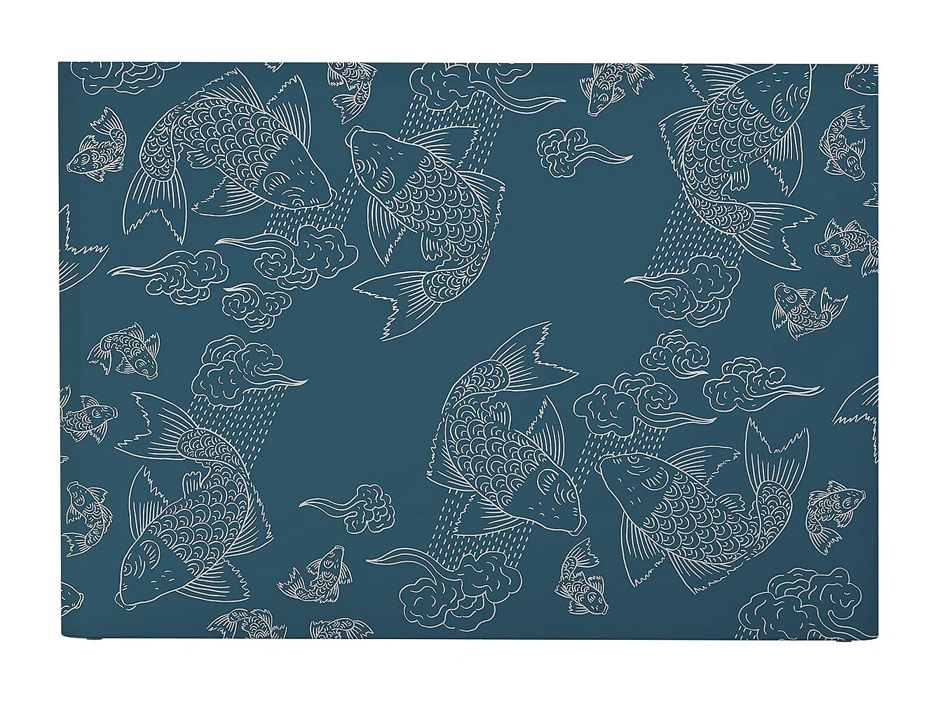 BELLECOUR LITERIE | Tête de lit déhoussable BANC DE POISSONS 140x110 cm | Coloris Bleu
