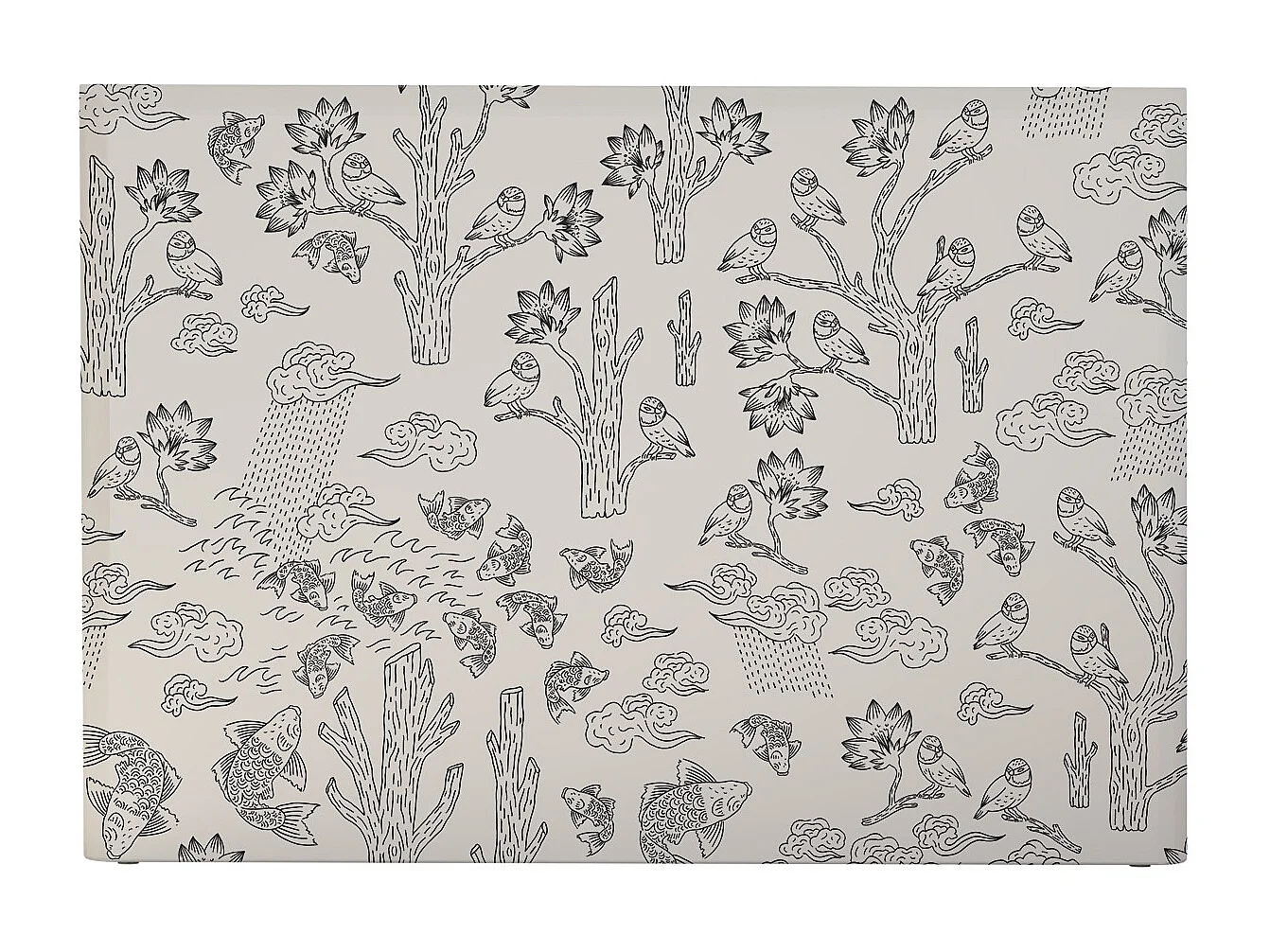 BELLECOUR LITERIE | Tête de lit déhoussable MESANGES BLEUES 180x110 cm | Coloris Blanc