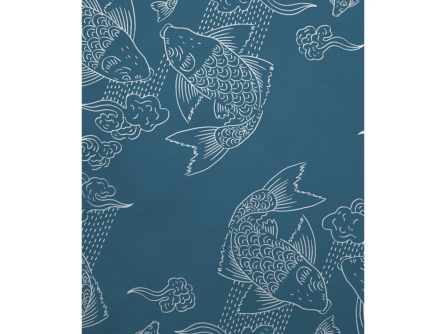 BELLECOUR LITERIE | Tête de lit déhoussable BANC DE POISSONS 160x110 cm | Coloris Bleu