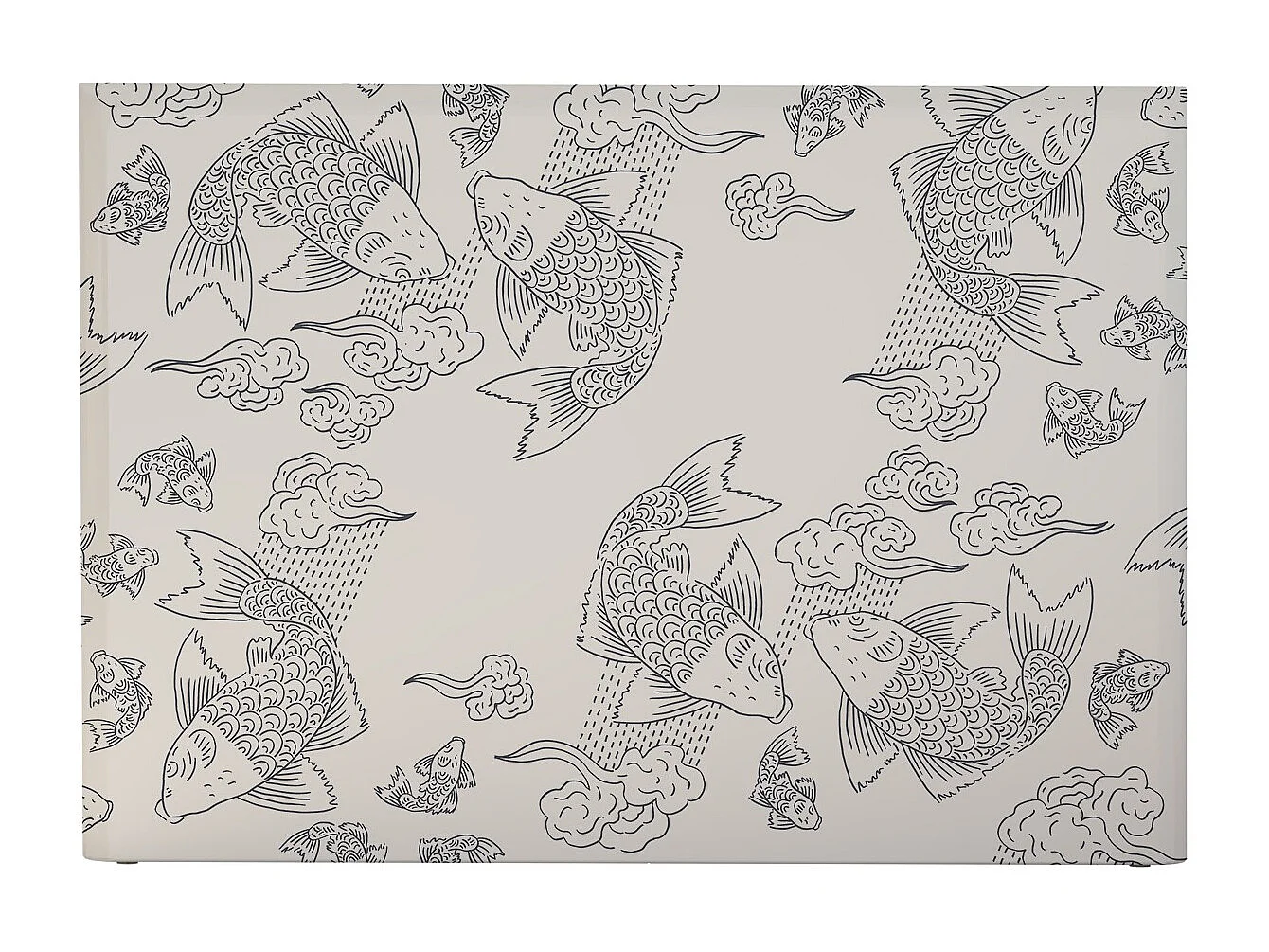 BELLECOUR LITERIE | Tête de lit déhoussable BANC DE POISSONS 140x110 cm | Coloris Blanc