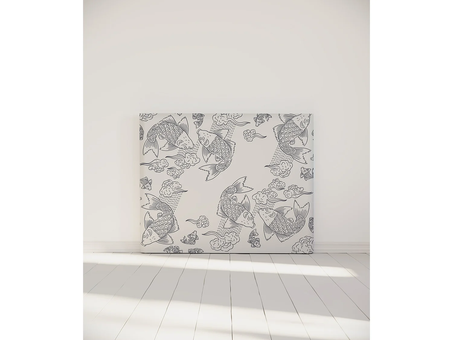 BELLECOUR LITERIE | Tête de lit déhoussable BANC DE POISSONS 140x110 cm | Coloris Blanc