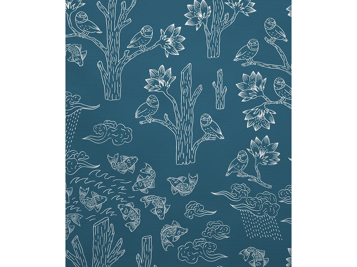 BELLECOUR LITERIE | Tête de lit déhoussable MESANGES BLEUES 180x110 cm | Coloris Bleu