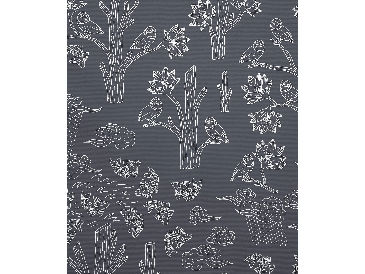 BELLECOUR LITERIE | Tête de lit déhoussable MESANGES BLEUES 180x110 cm | Coloris Gris