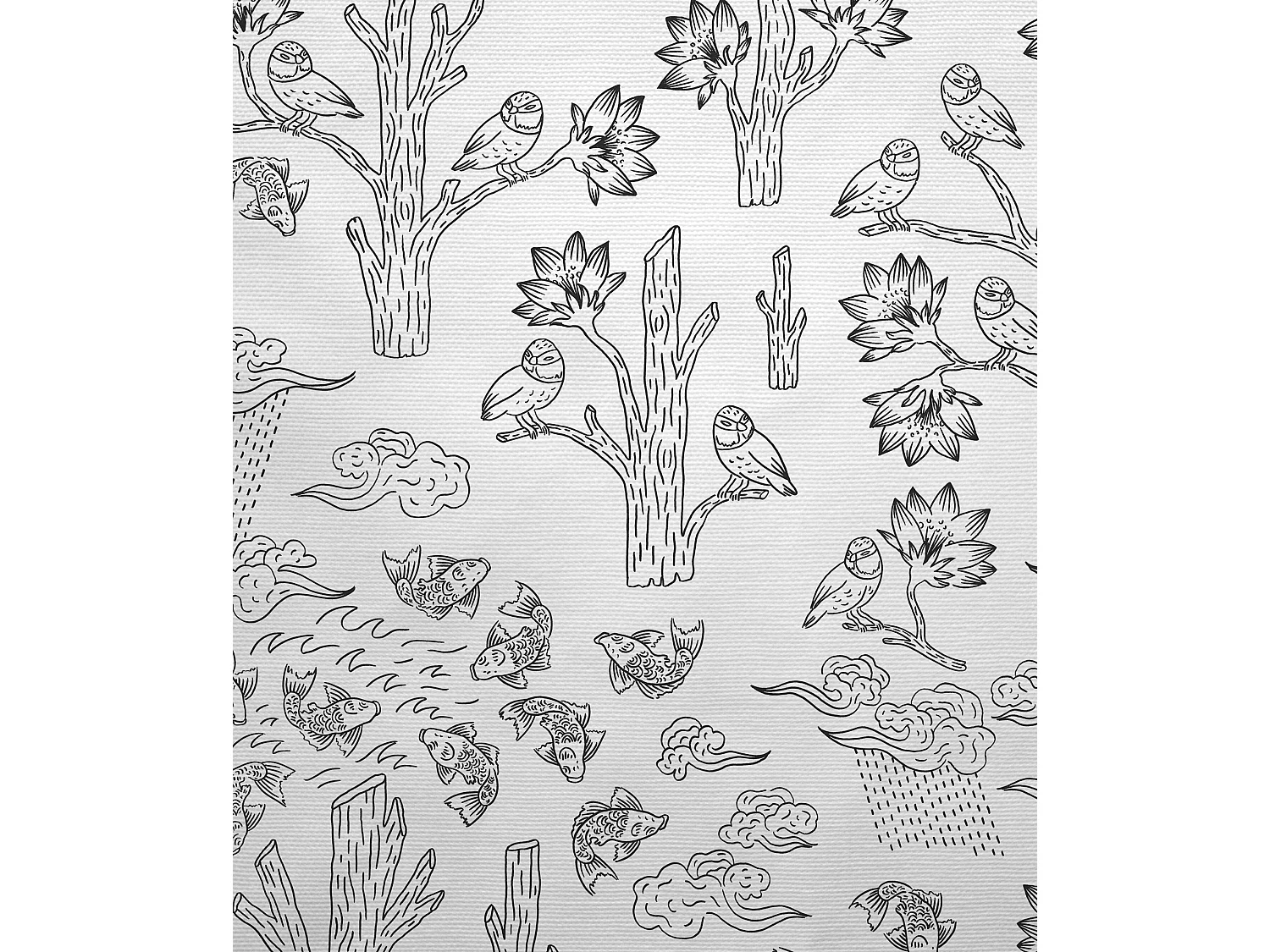 BELLECOUR LITERIE | Tête de lit déhoussable MESANGES BLEUES 140x110 cm | Coloris Blanc