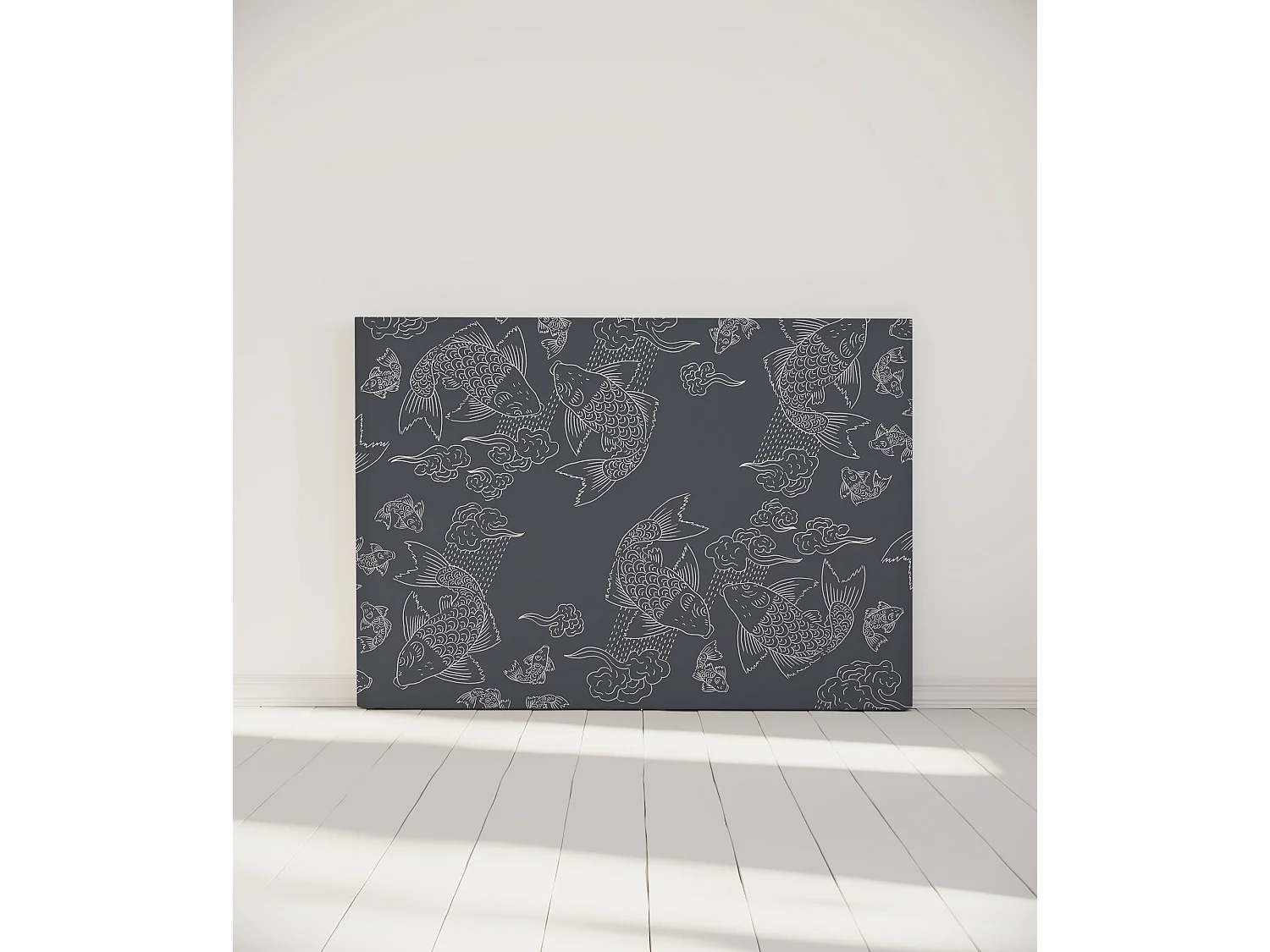 BELLECOUR LITERIE | Tête de lit déhoussable BANC DE POISSONS 160x110 cm | Coloris Gris