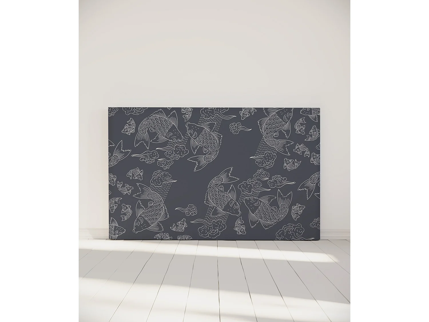 BELLECOUR LITERIE | Tête de lit déhoussable BANC DE POISSONS 180x110 cm | Coloris Gris