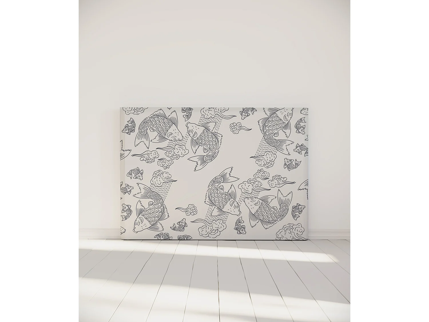 BELLECOUR LITERIE | Tête de lit déhoussable BANC DE POISSONS 160x110 cm | Coloris Blanc