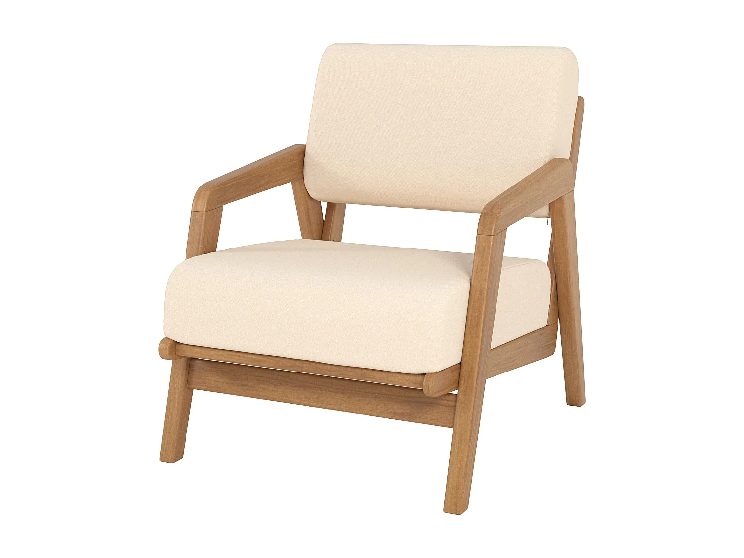Poltrona da giardino in legno di acacia e tessuto bouclé beige chiaro - Siargao