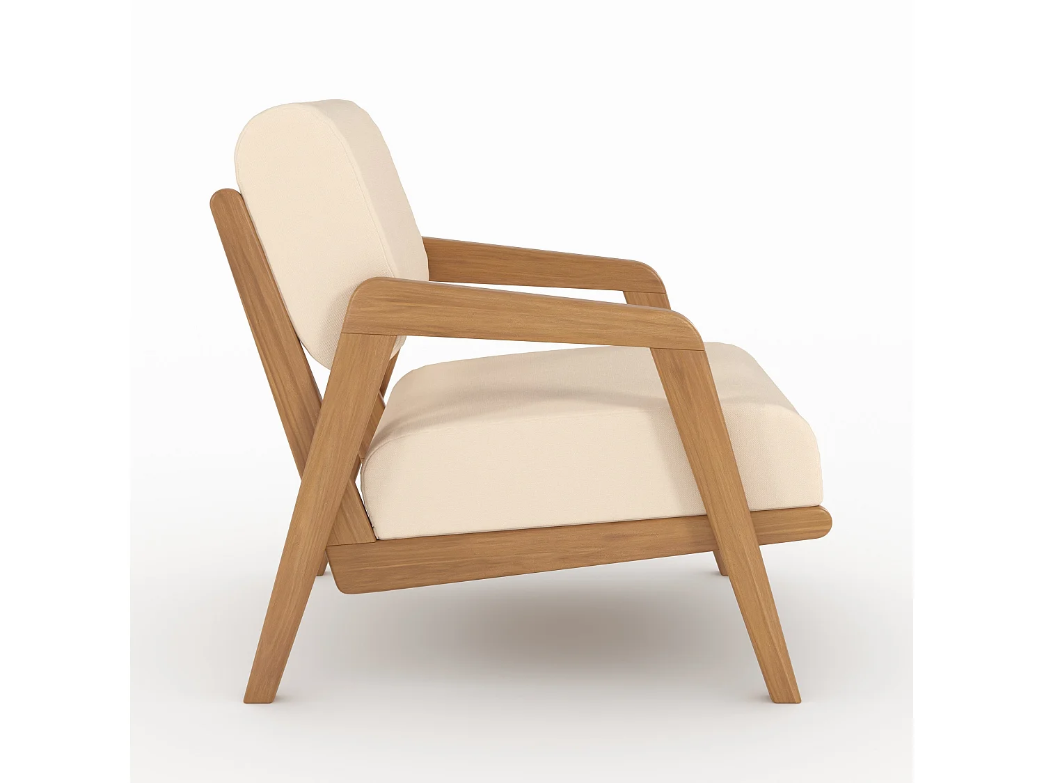Poltrona da giardino in legno di acacia e tessuto bouclé beige chiaro - Siargao