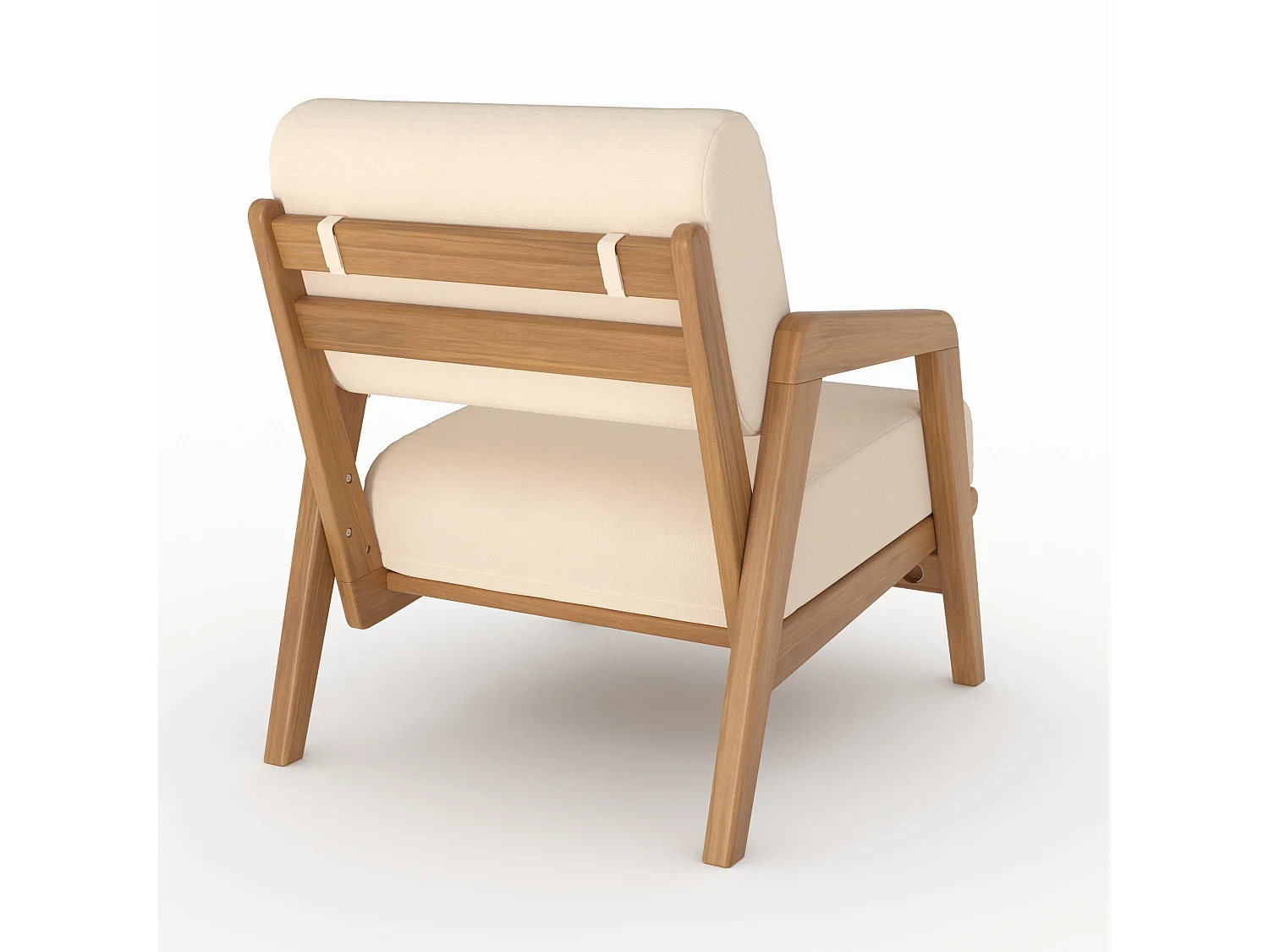 Poltrona da giardino in legno di acacia e tessuto bouclé beige chiaro - Siargao