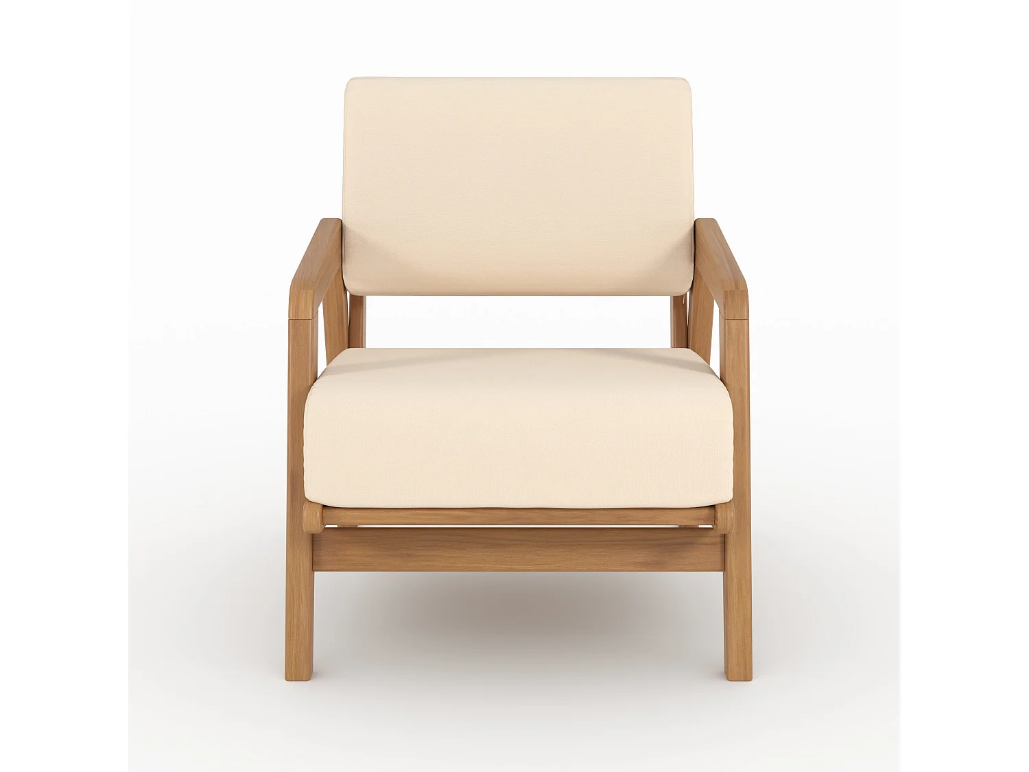 Poltrona da giardino in legno di acacia e tessuto bouclé beige chiaro - Siargao
