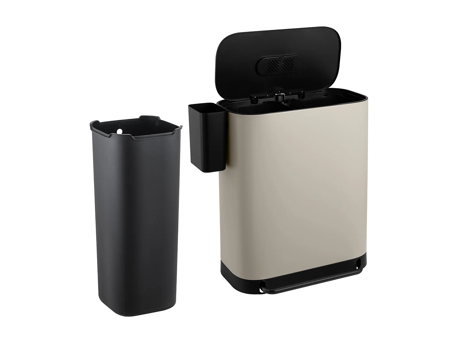 SVITA MLT2X30 Poubelle à pédale 60l 2 compartiments avec couvercle taupe