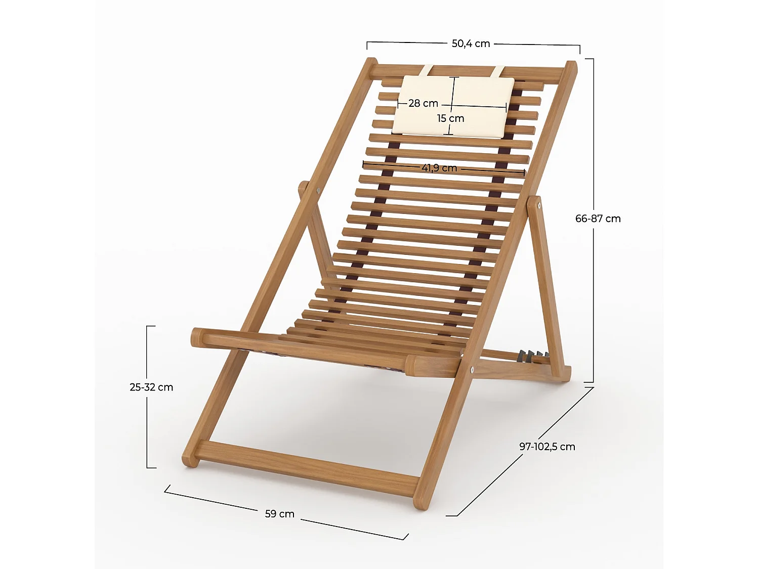 Silla de jardín de madera de acacia y tela cruda - Nacpan
