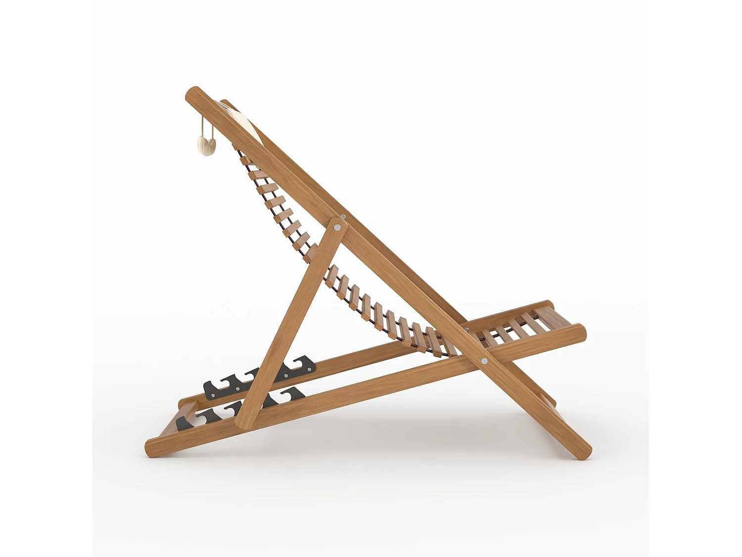 Silla de jardín de madera de acacia y tela cruda - Nacpan
