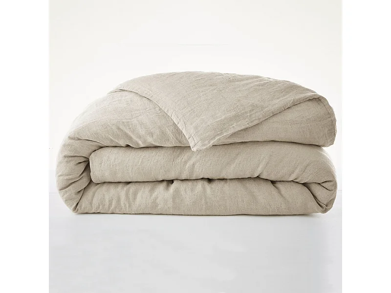 Housse de couette 260 x 240 en lin lavé sable - LUISA