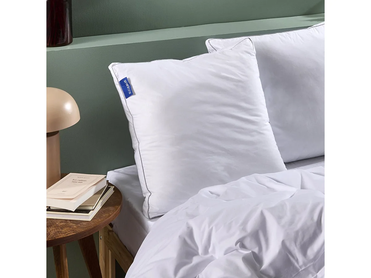 Lot de 2 Oreillers Ultra Moelleux Volume - Enveloppe Coton qualité percale - 65x65cm