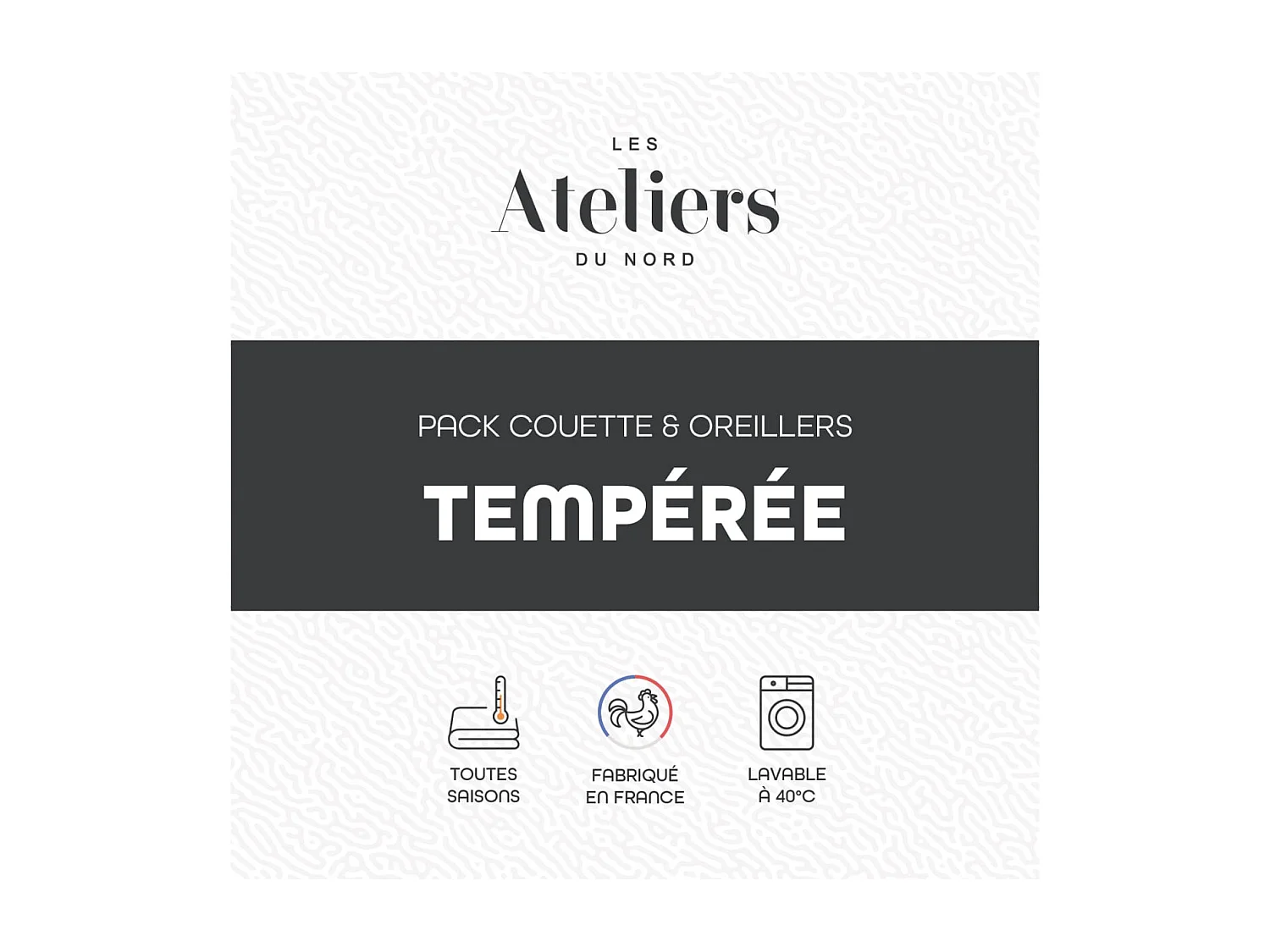 Pack Tempérée Couette 220x240cm + 2 Oreillers moelleux 60x60cm